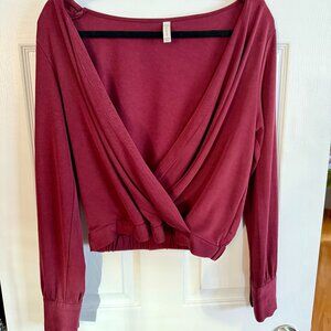 GF Collection Faux Wrap Long Sleeve Blouse